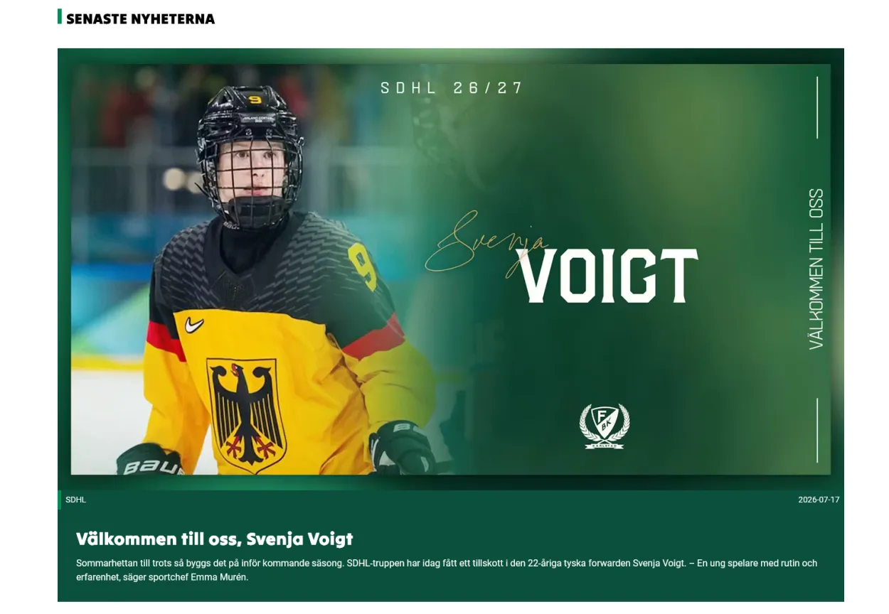 So begrüßt Färjestad BK die Kölnerin als Neuzugang auf ihrer
